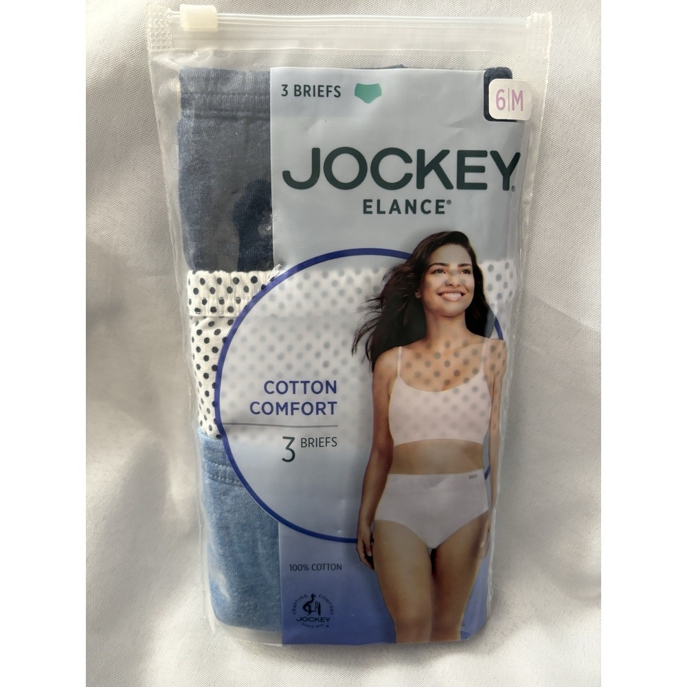 New Jockey Elance Briefs Cotton Comfort 3 Pack Women Size 6 Medium 100% Cotton